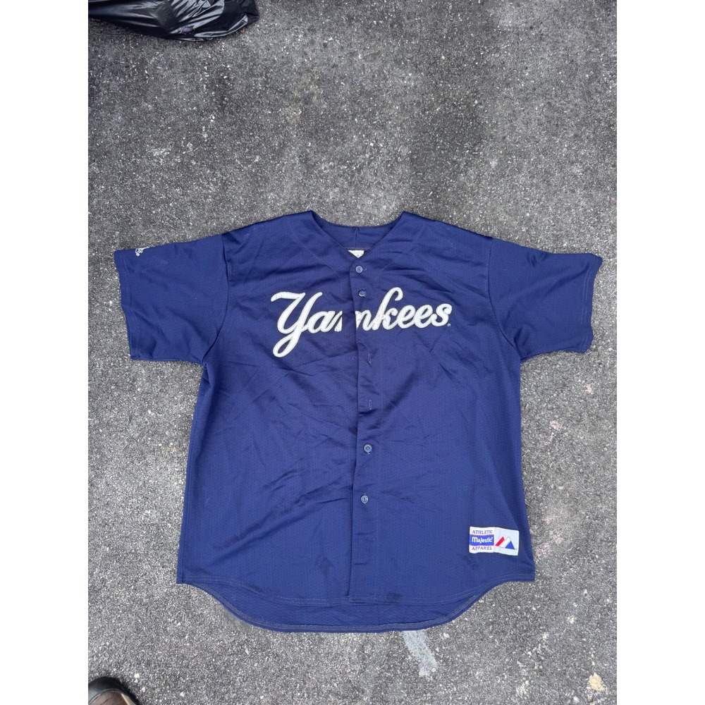Majestic New York Yankees Derek Jeter 2 Baseball Jersey Navy Blue XXL 6592